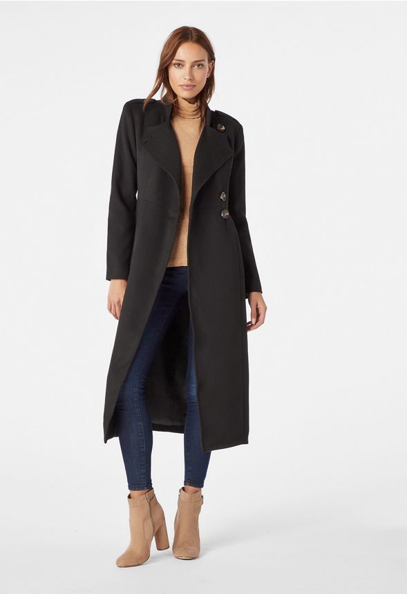 Military Faux Wool Coat in Black - Get great deals at JustFab