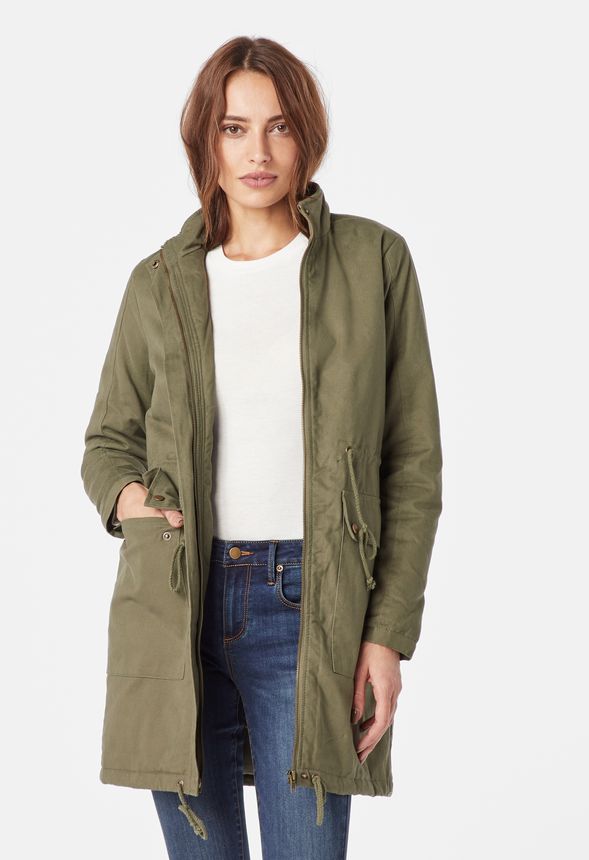 Removable Faux Fur Parka in Dark Olive - Get great deals at JustFab