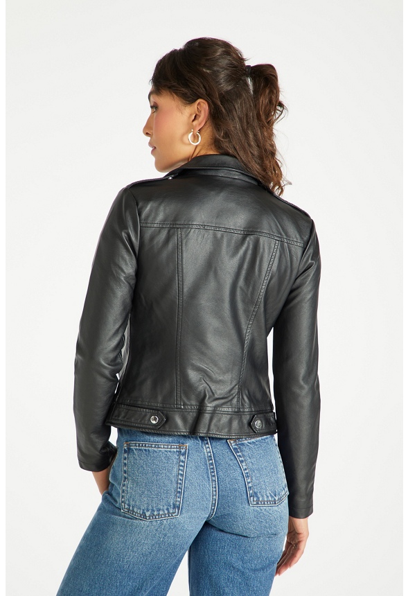 Classic Faux Leather Moto Jacket in Black - Get great deals at JustFab