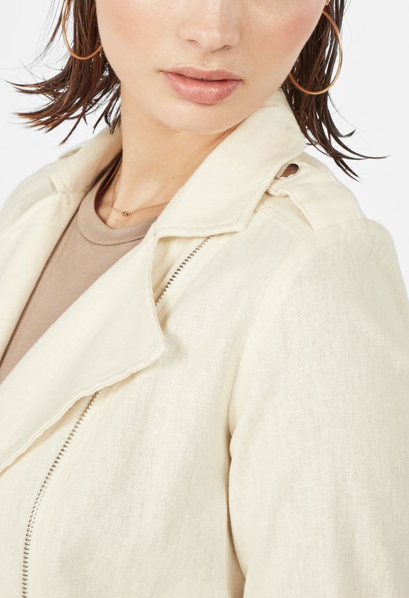 Linen Moto Jacket in Linen Moto Jacket Get great deals at JustFab