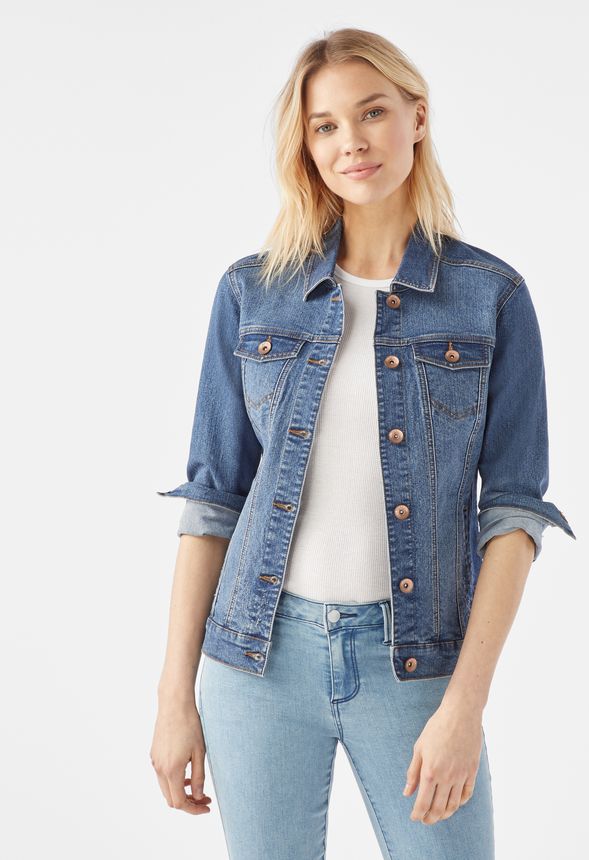 Trucker Denim Jacket in Dark Wash - Get great deals at JustFab