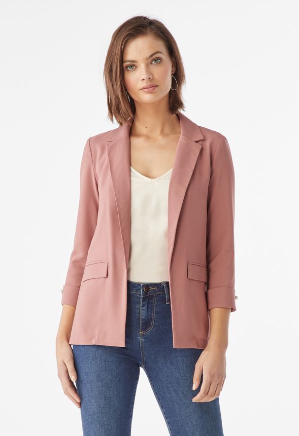 Pearl Button Blazer in Mauve - Get great deals at JustFab