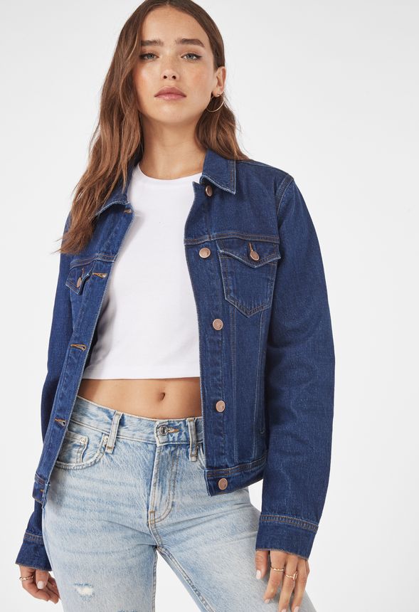 Relaxed Denim Jacket in Dark Wash - Get great deals at JustFab