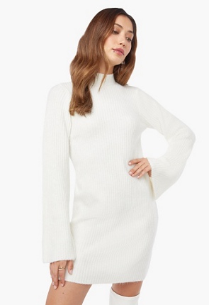 Flared Sleeve Sweater Dress