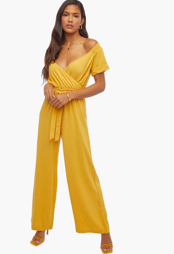 Off Shoulder Jumpsuit Clothing in Mango Mojito - Get great deals at JustFab