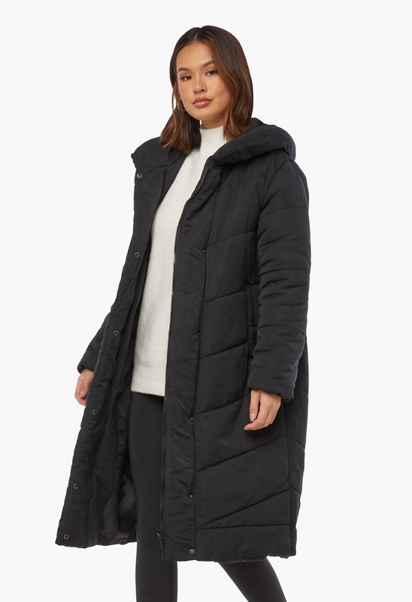 Longline Duvet Coat Clothing in Black - Get great deals at JustFab