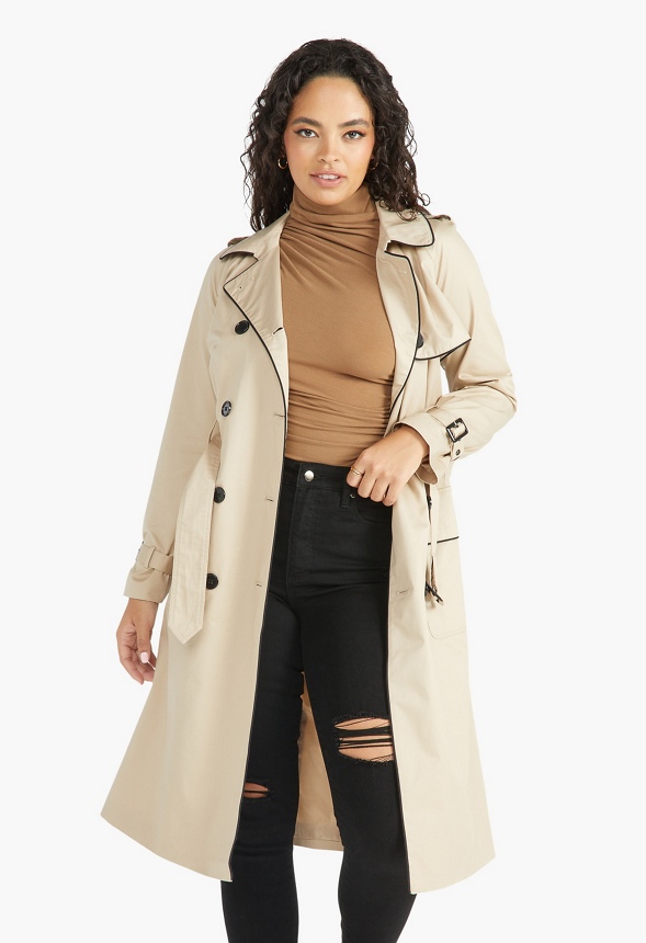 Trench Coat With Contrast Piping