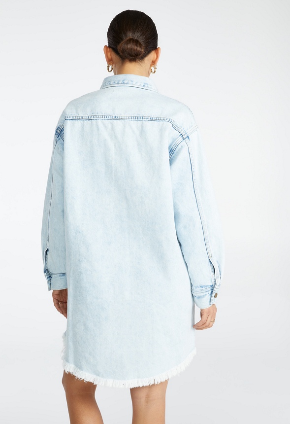 Denim Boyfriend Shirt Dress in Dynamic Get great deals at JustFab