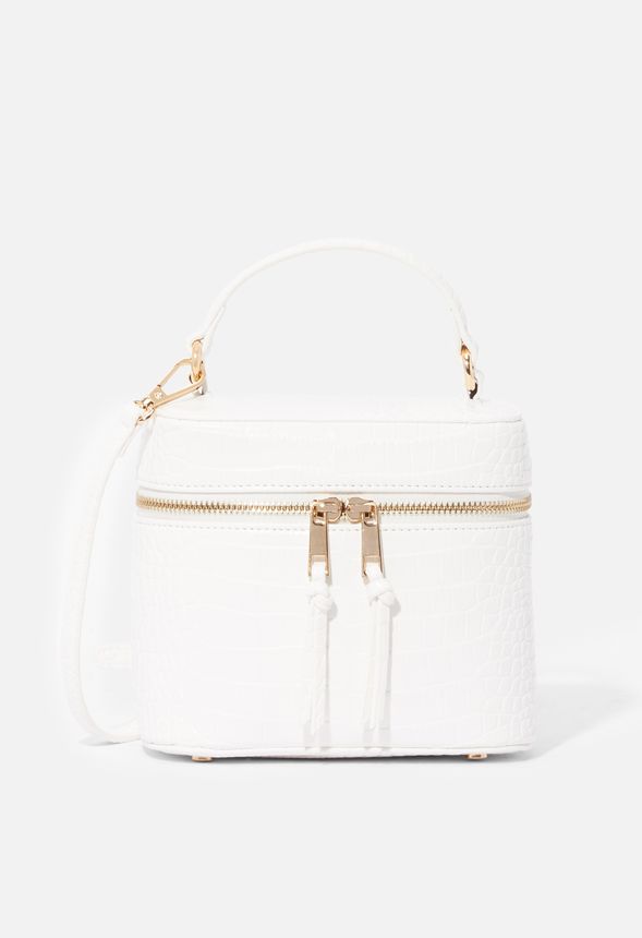 Drum Crossbody Bag Bags & Accessories in White Croc Get great deals at JustFab