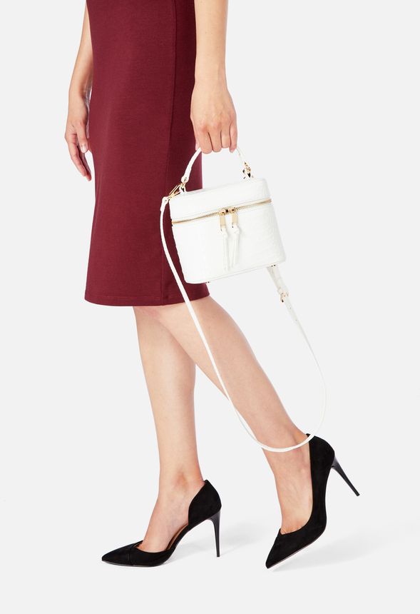 Drum Crossbody Bag Bags & Accessories in White Croc Get great deals at JustFab