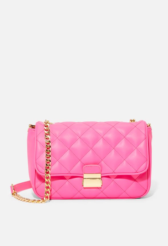 Quilted & Chain Crossbody Bag Bags & Accessories in NEON PINK - Get ...
