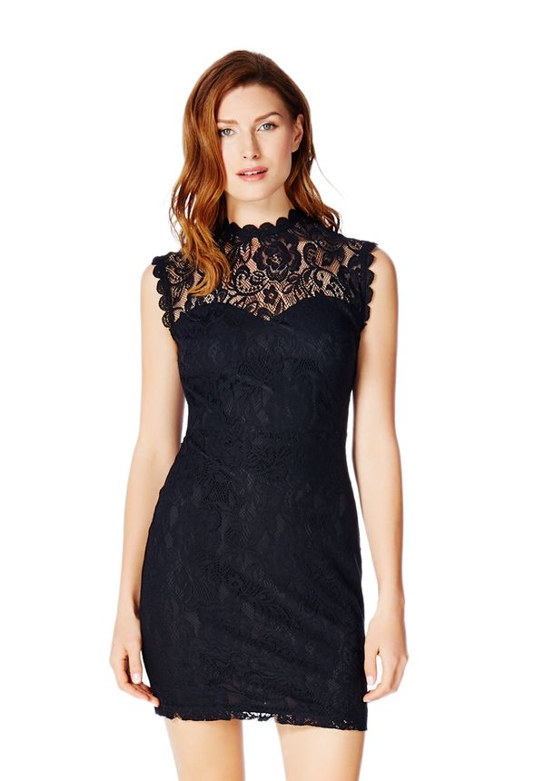 Lace High-Neck Dress in Black - Get great deals at JustFab