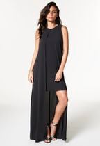 Sleeveless Front Slit Shift Dress in Black - Get great deals at JustFab