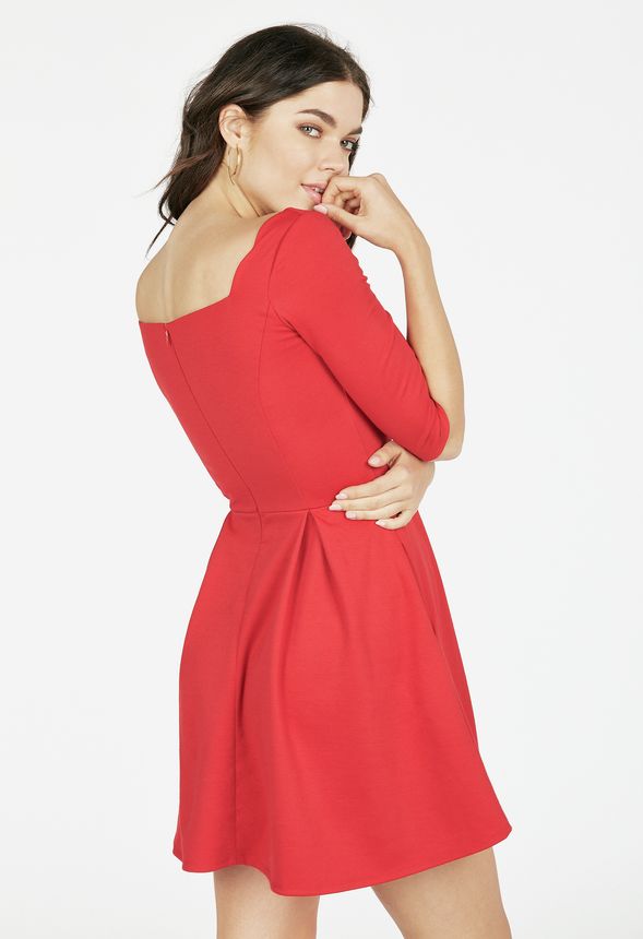 Scallop Fit And Flare Dress in GERANIUM - Get great deals at JustFab