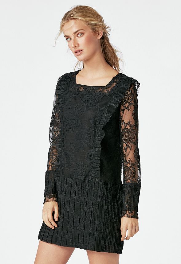 Lace Tiered Dress in Black - Get great deals at JustFab