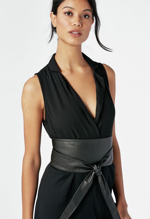 Belted Tuxedo Dress in Black - Get great deals at JustFab