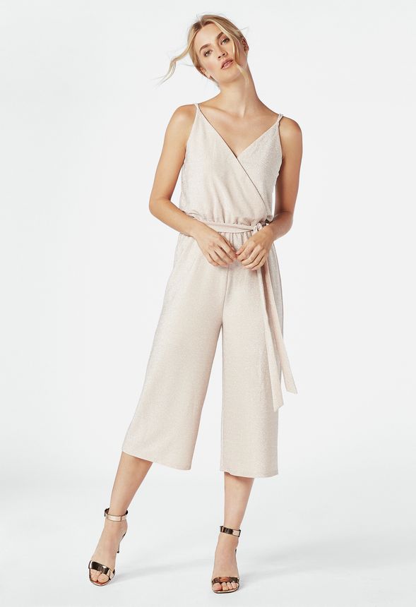 Sparkle Cropped Wide Leg Jumpsuit in LIGHT BLUSH - Get great deals at ...