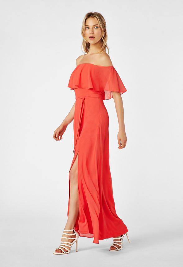 Off Shoulder Maxi Dress in Bittersweet - Get great deals at JustFab