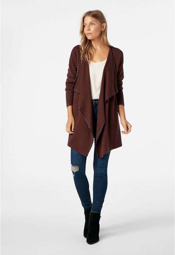 Whip Stitch Cardigan in Decadent Chocolate - Get great deals at JustFab