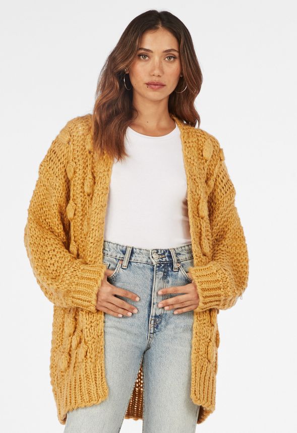 Chunky Knit Cardigan in Mustard - Get great deals at JustFab