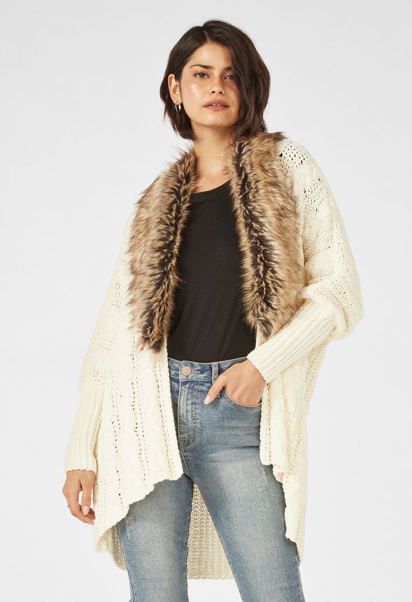 Fur Trim Cardi in Fur Trim Cardi - Get great deals at JustFab