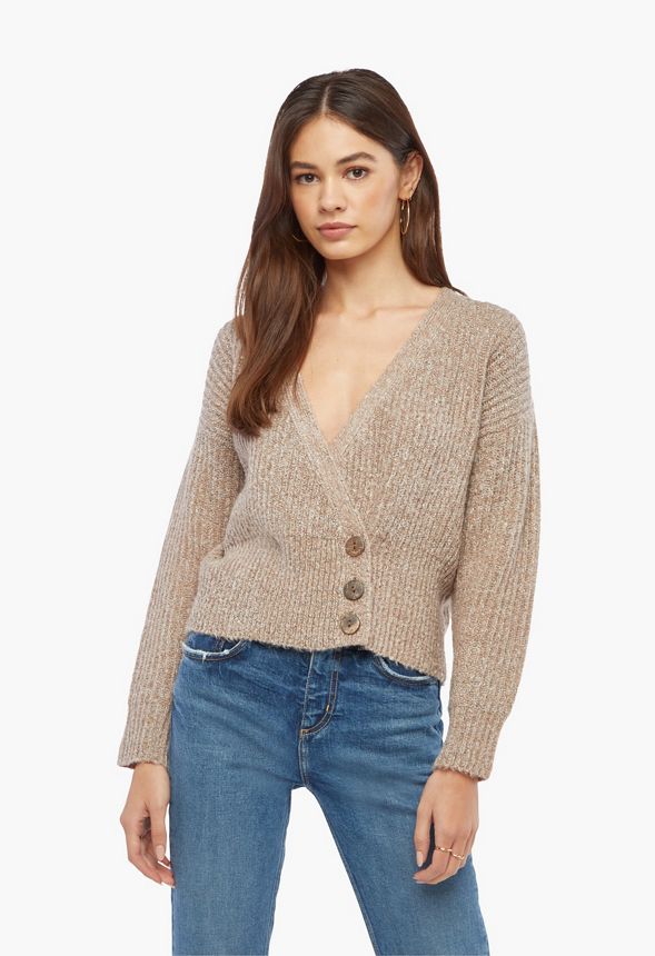 Button Front Cardigan Clothing in Mauve - Get great deals at JustFab