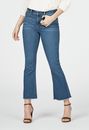 High-Waisted Frayed Crop Flare Jeans