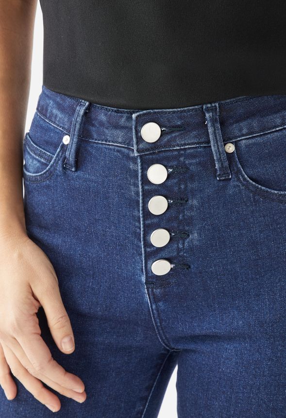High-Waisted Button Front Crop Jeans