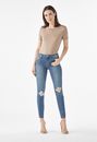 Mid Rise Distressed Cool Crop Jeans