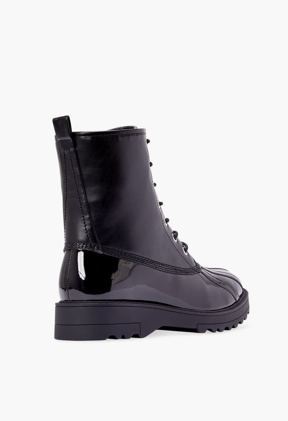 Amy Lace-Up Duck Boot in BLACK CAVIAR - Get great deals at JustFab