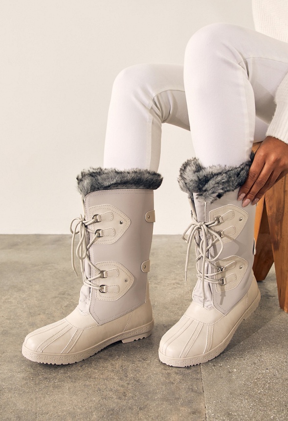 furry lace up boots