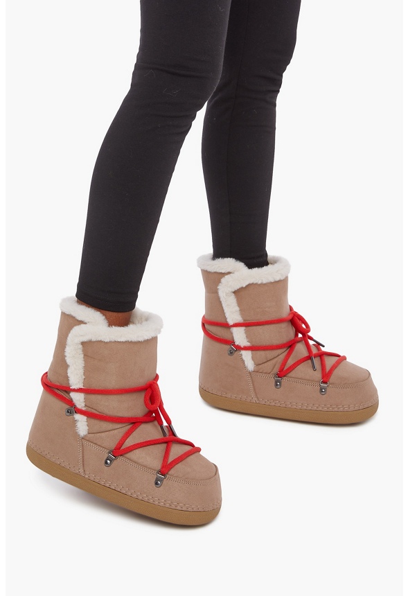 shearling lace up boots