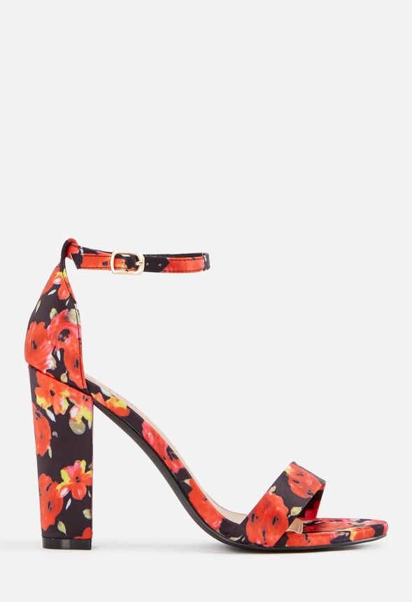 orange floral heels