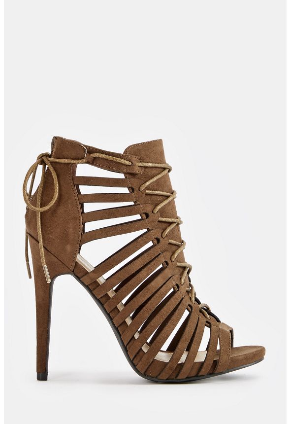 Rue Heeled Sandal in Olive - Get great deals at JustFab