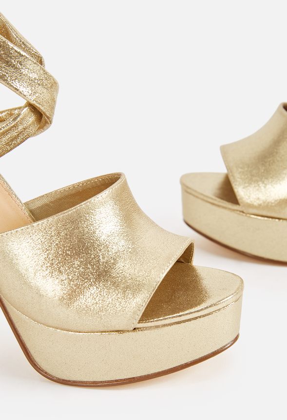 Lita Heeled Sandal in Gold - Get great deals at JustFab