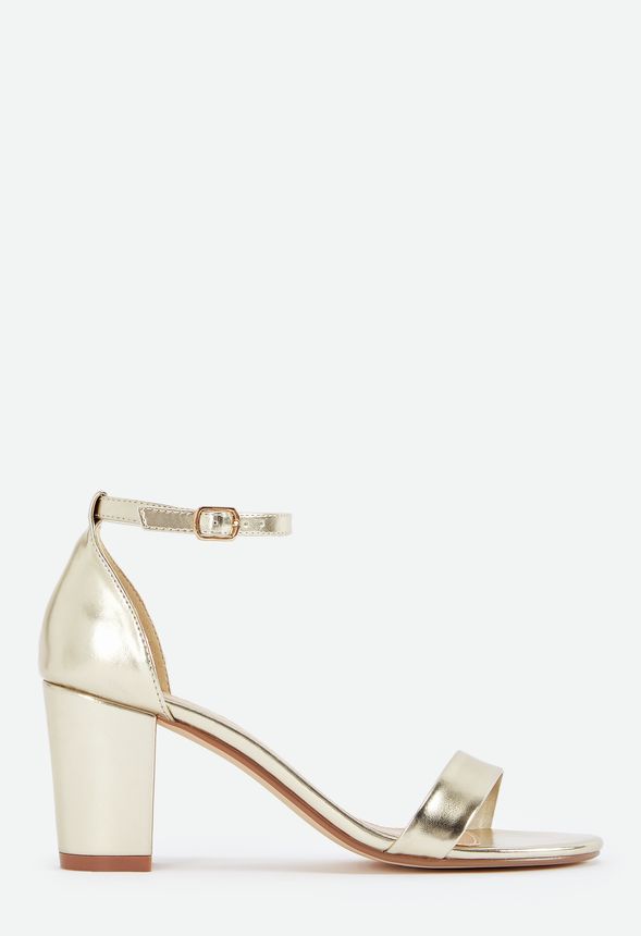 Blocked Beauty Heeled Sandal in Light Gold - Get great deals at JustFab