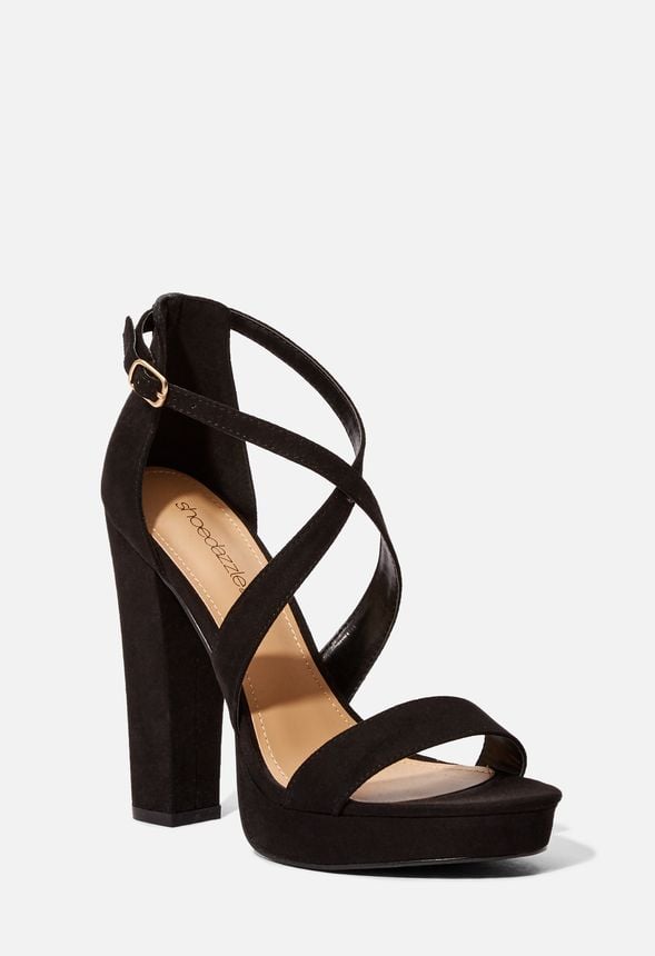 Natalia Strappy Block Heel In Black Get Great Deals At Justfab