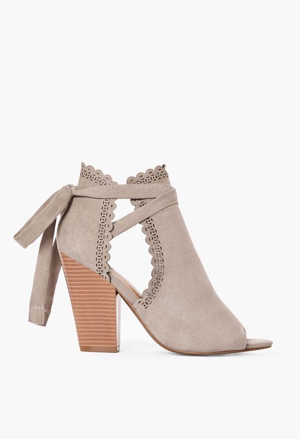 Just For Fun Scalloped Open Toe Bootie 