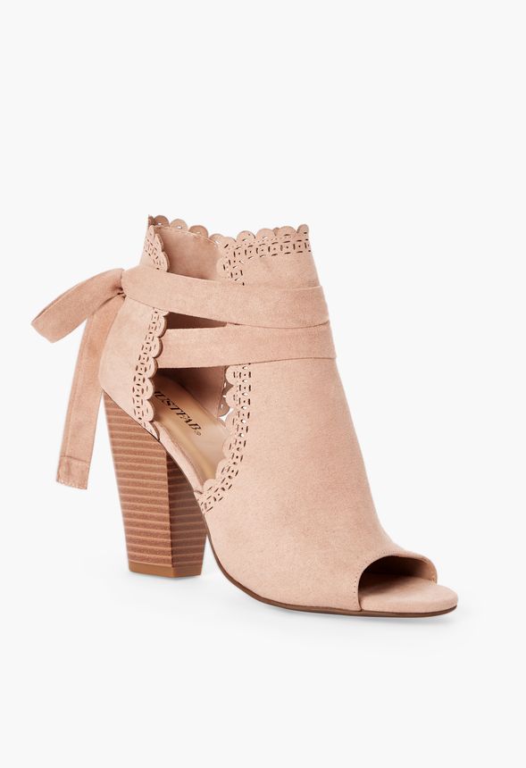 Just For Fun Scalloped Open Toe Bootie