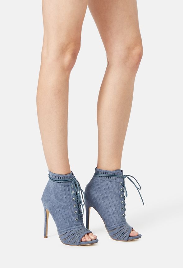 Dancing Queen Lace-Up Heeled Bootie in Stone Blue - Get great deals at ...