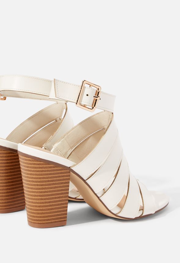 Aurora Block Heeled Sandal in White Get great deals at JustFab