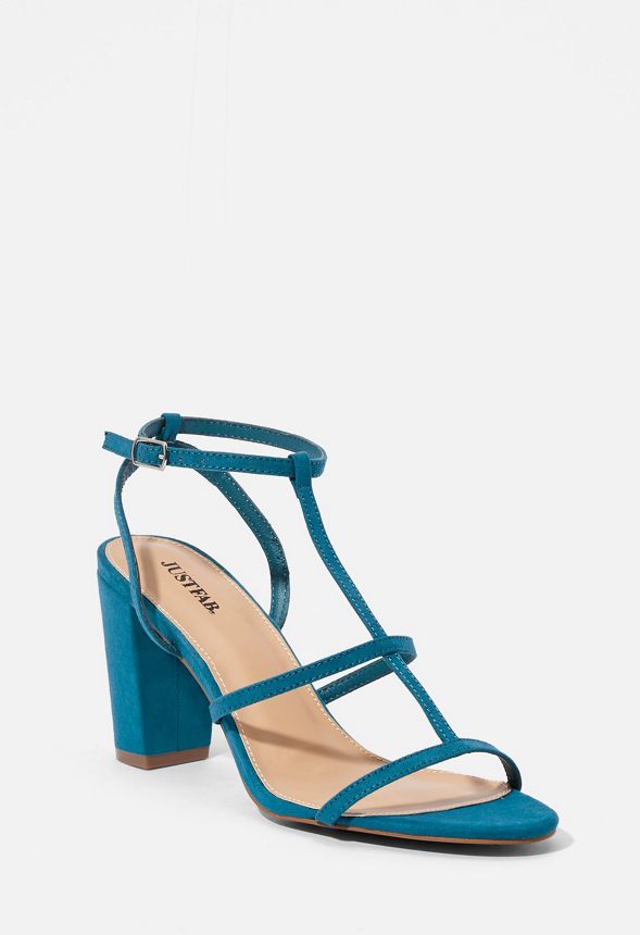 teal strappy heels