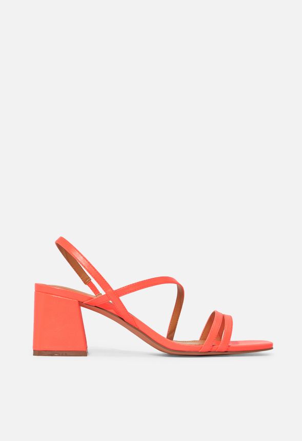 Shyla Low Block Heeled Sandal in Neon Coral - Get great deals at JustFab