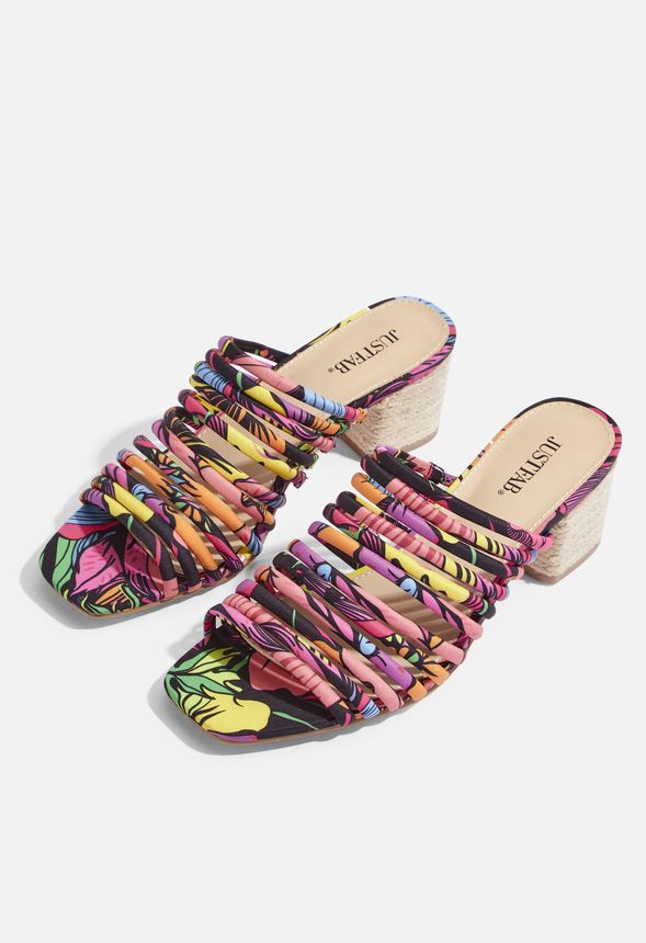 Paradise Found Slip-On Heeled Sandal in Floral Multi - Get great deals ...