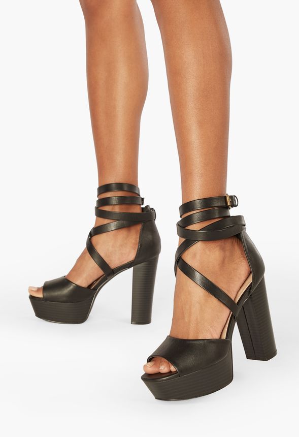 Roselinda Strappy Heeled Sandal in Black - Get great deals at JustFab