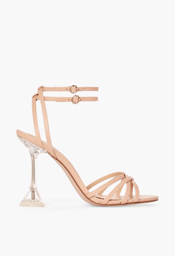 Frannee Strappy Heeled Sandal in Beige - Get great deals at JustFab