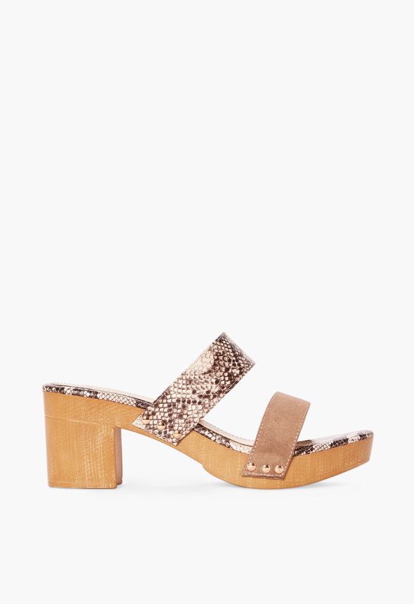 Charlotte Double Strap Clog Mule in Taupe - Get great deals at JustFab