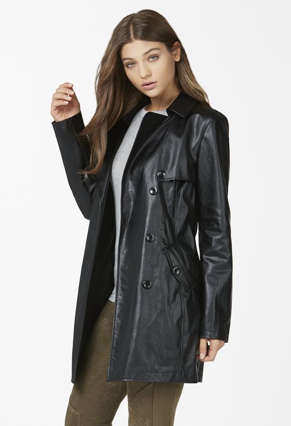 Faux Leather Trench in Faux Leather Trench - Get great deals at JustFab