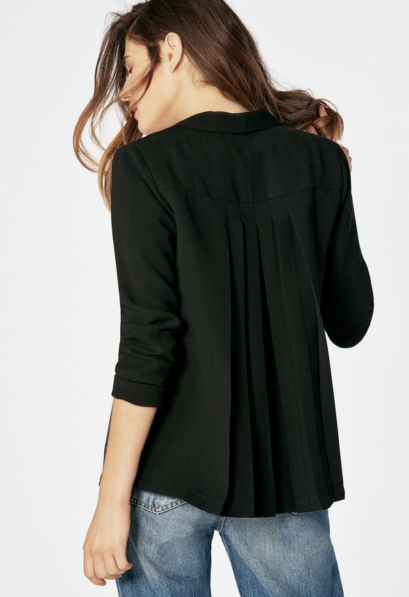 Pleated Back Blazer in Black - Get great deals at JustFab