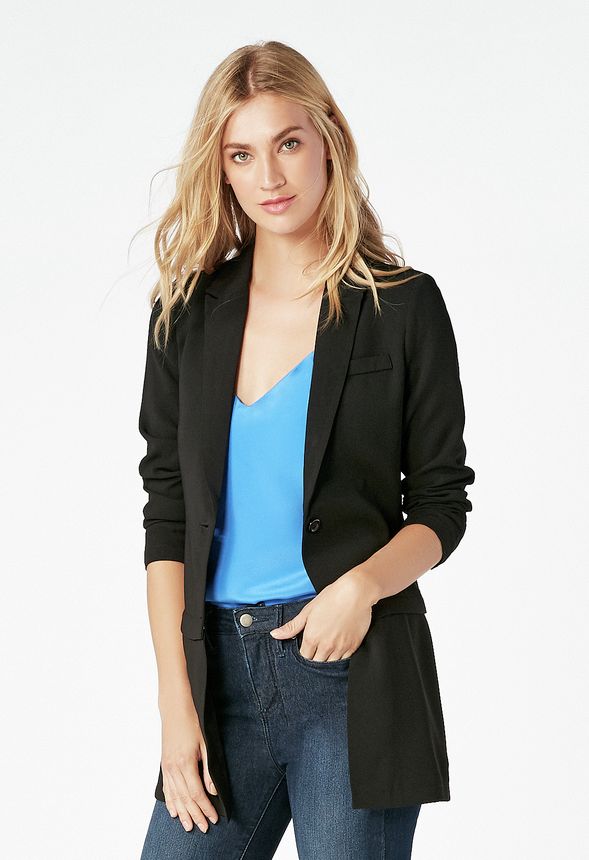 Two Way Convertible Zip Blazer in Black - Get great deals at JustFab